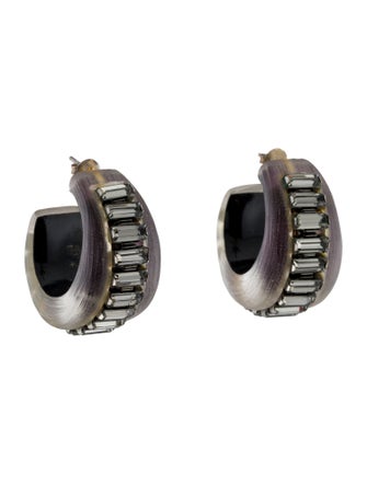 Alexis Bittar Crystal & Lucite Hoop Earrings