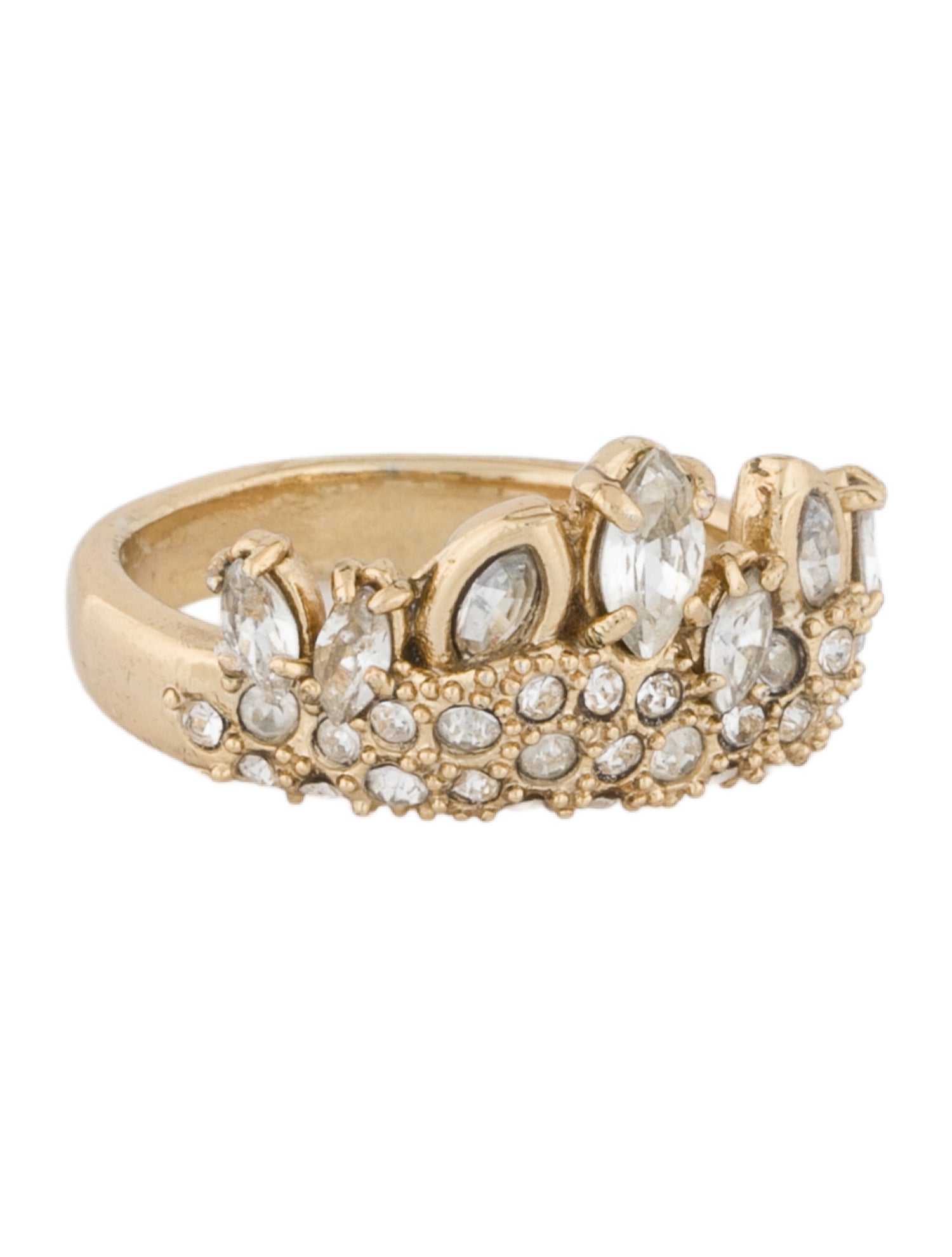Alexis Bittar Crystal Encrusted Jagged Marquise Cocktail Ring