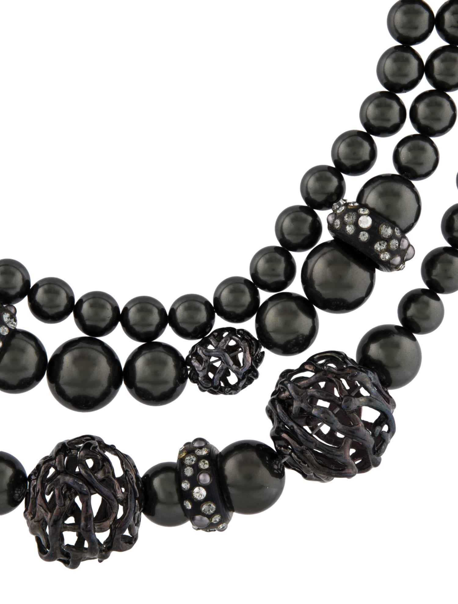 Alexis Bittar Faux Pearl, Lucite & Crystal Multistrand Collar Necklace