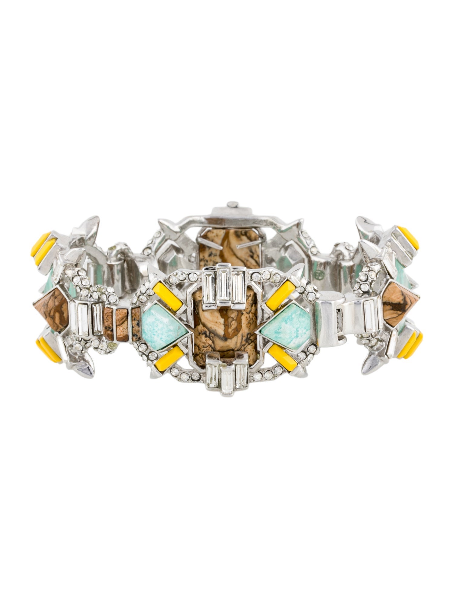 Alexis Bittar Crystal & Resin Encrusted Deco Hinge Bangle Bracelet