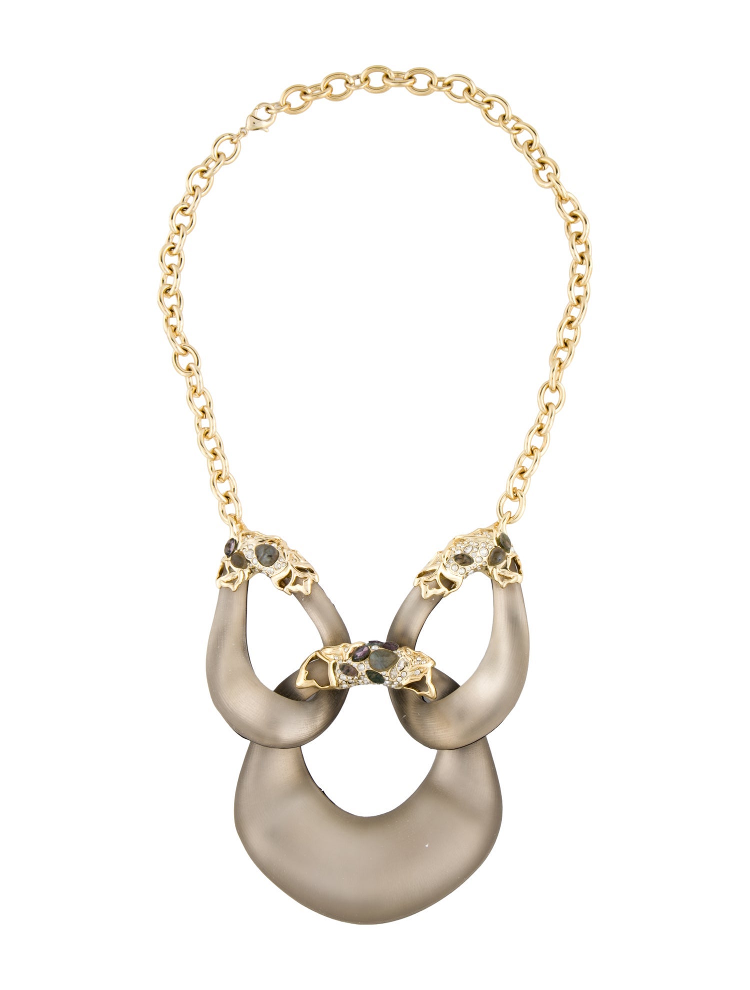 Alexis Bittar Crystal, Lucite & Stone Link Chain Necklace