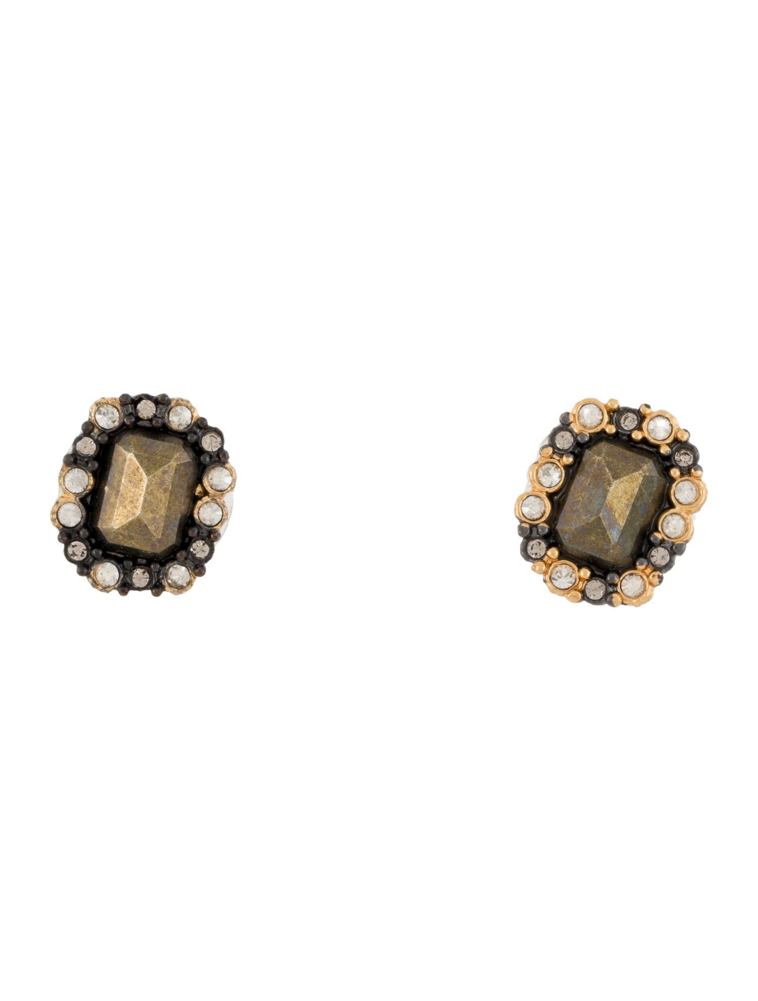 Alexis Bittar Crystal & Stone Two-Tone Stud Earrings