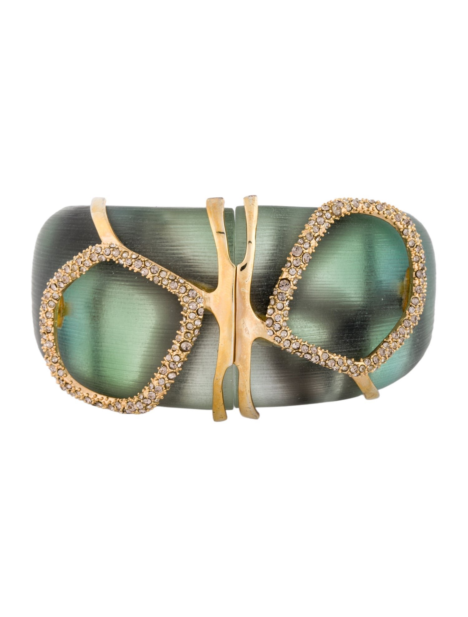 Alexis Bittar Crystal & Lucite Tapered Hinge Bangle Bracelet