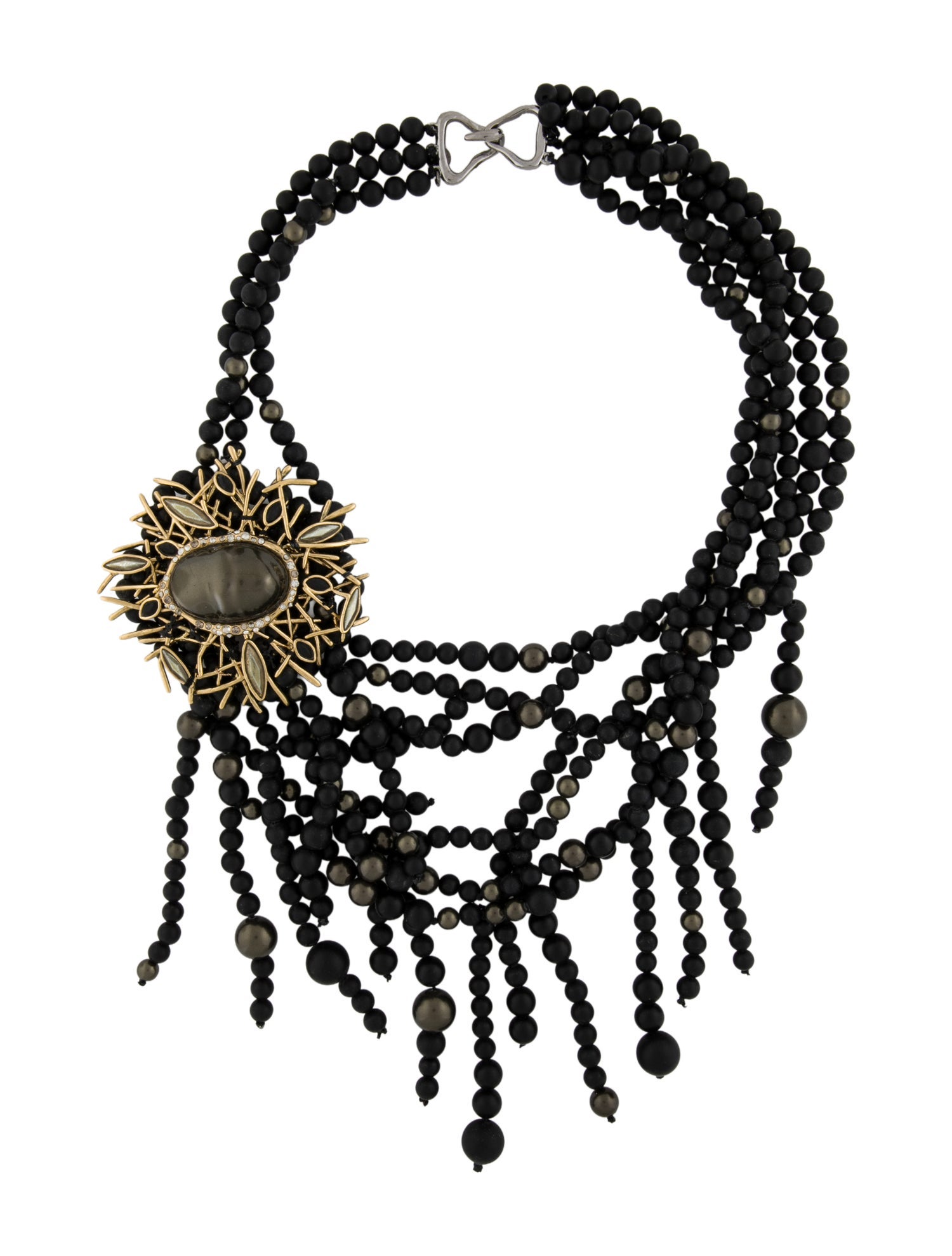 Alexis Bittar Pearl & Bead Fringe Collar Necklace