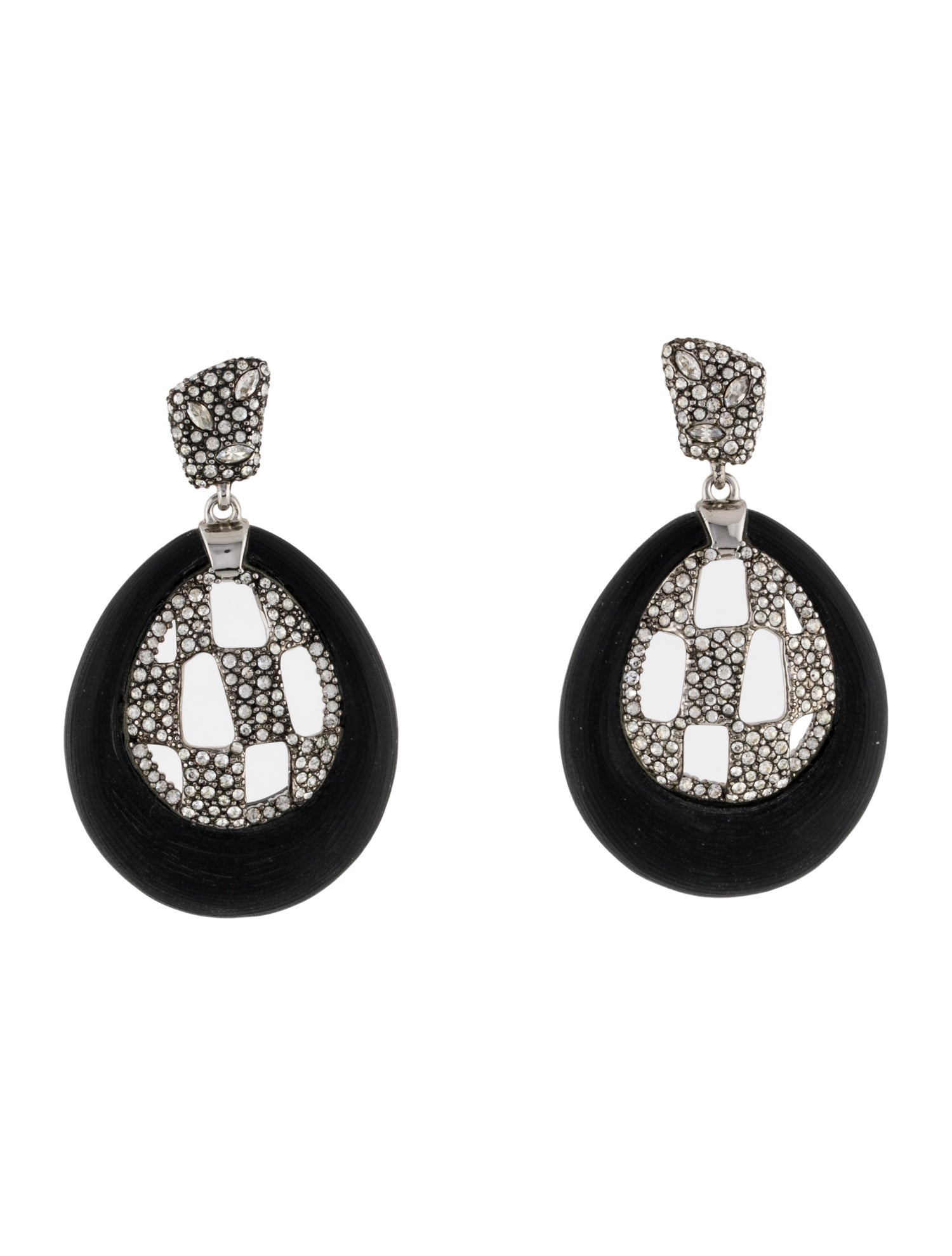 Alexis Bittar Crystal & Lucite Modern Georgian Pave Checkerboard Drop Earrings