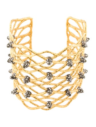 Alexis Bittar Crystal Open Work Cuff Bracelet