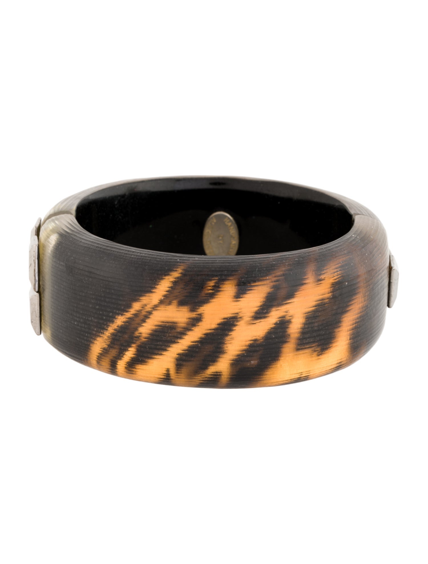 Alexis Bittar Lucite Leopard Print Hinged Cuff Bracelet