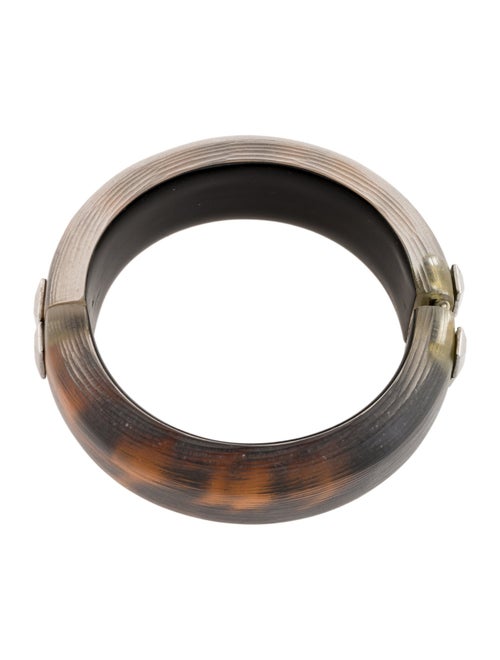 Alexis Bittar Lucite Leopard Print Hinged Cuff Bracelet