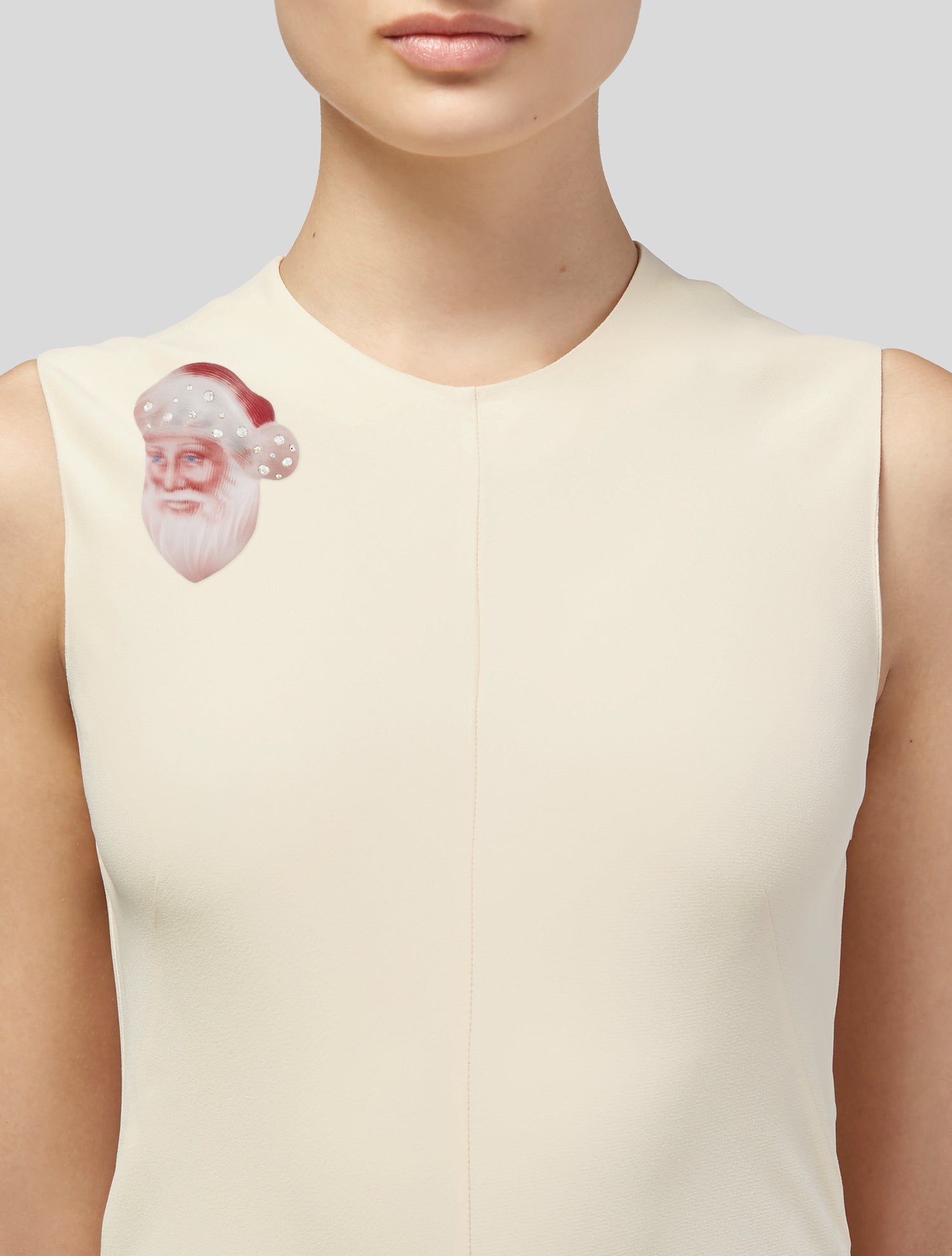 Alexis Bittar Lucite & Crystal Santa Claus Brooch