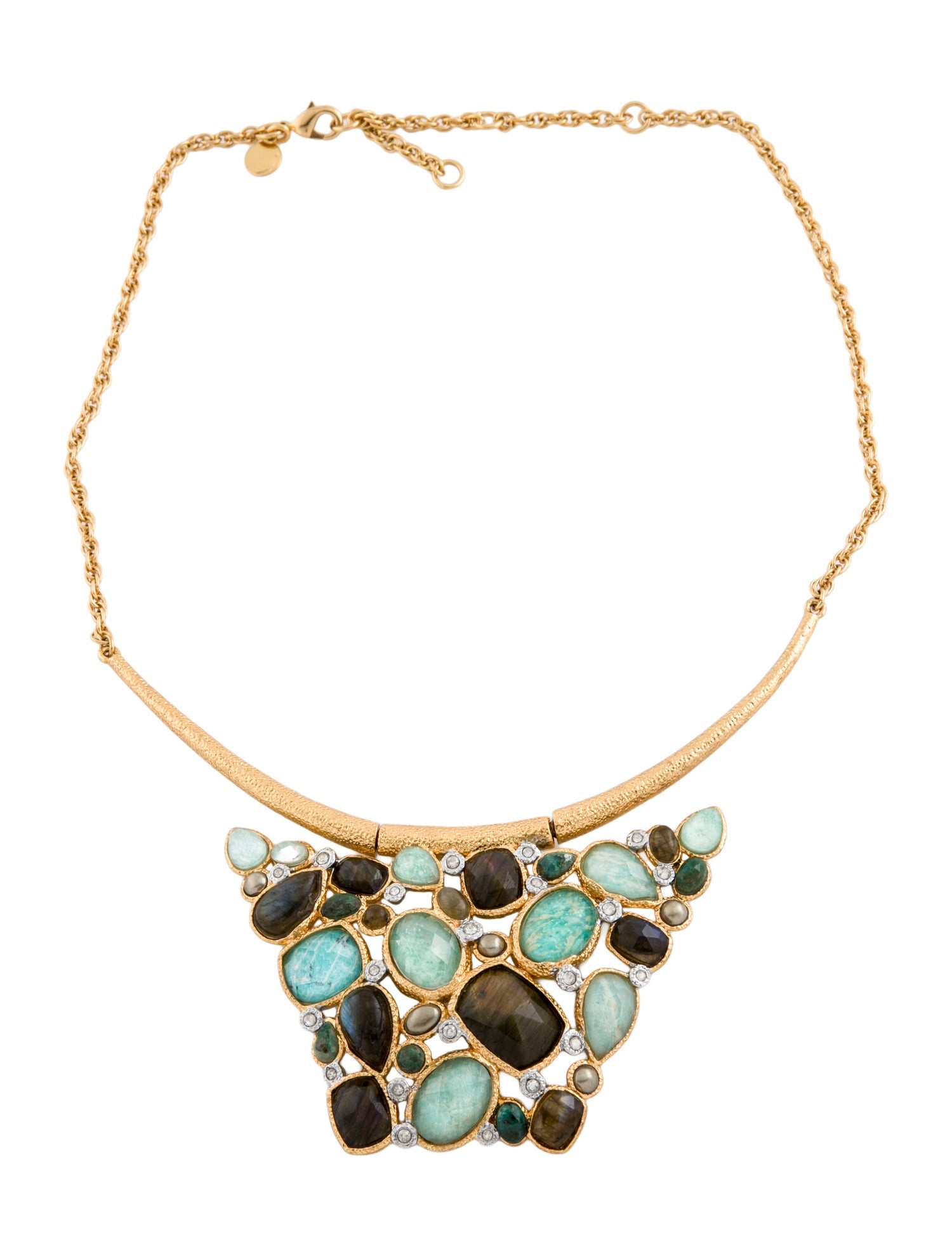Alexis Bittar Kiwi Cluster Swinging Bib Collar Necklace