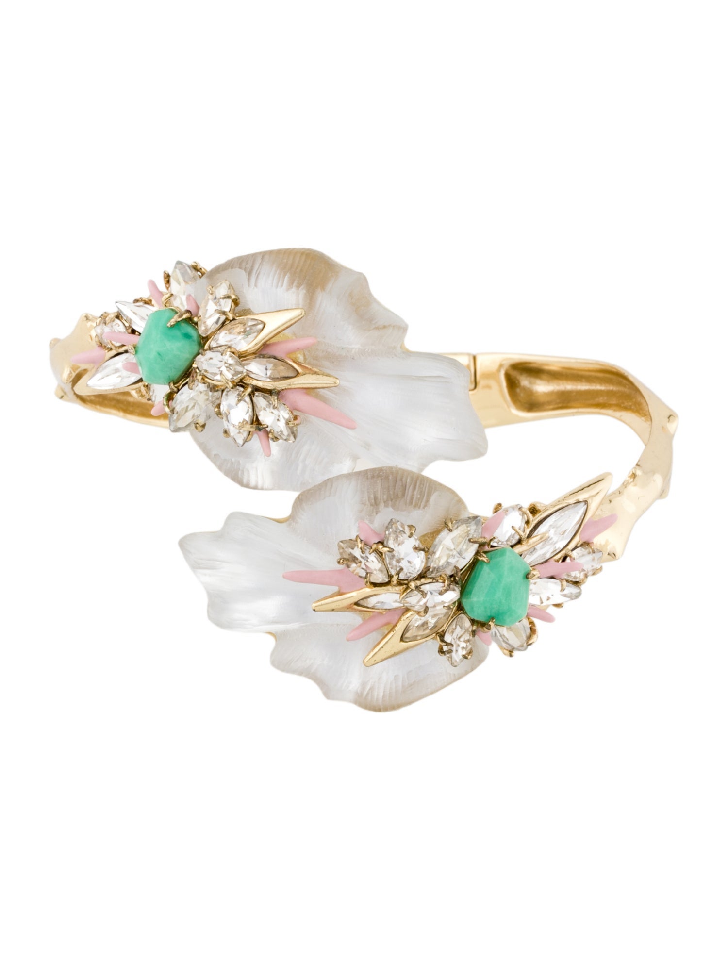 Alexis Bittar Lucite, Enamel, Crystal & Stone Hinge Cuff Bracelet