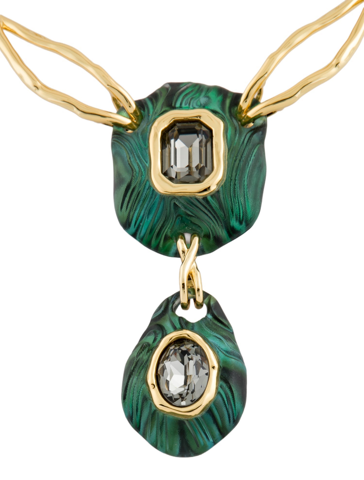 Alexis Bittar Madera Lucite and Crystal Drop Necklace