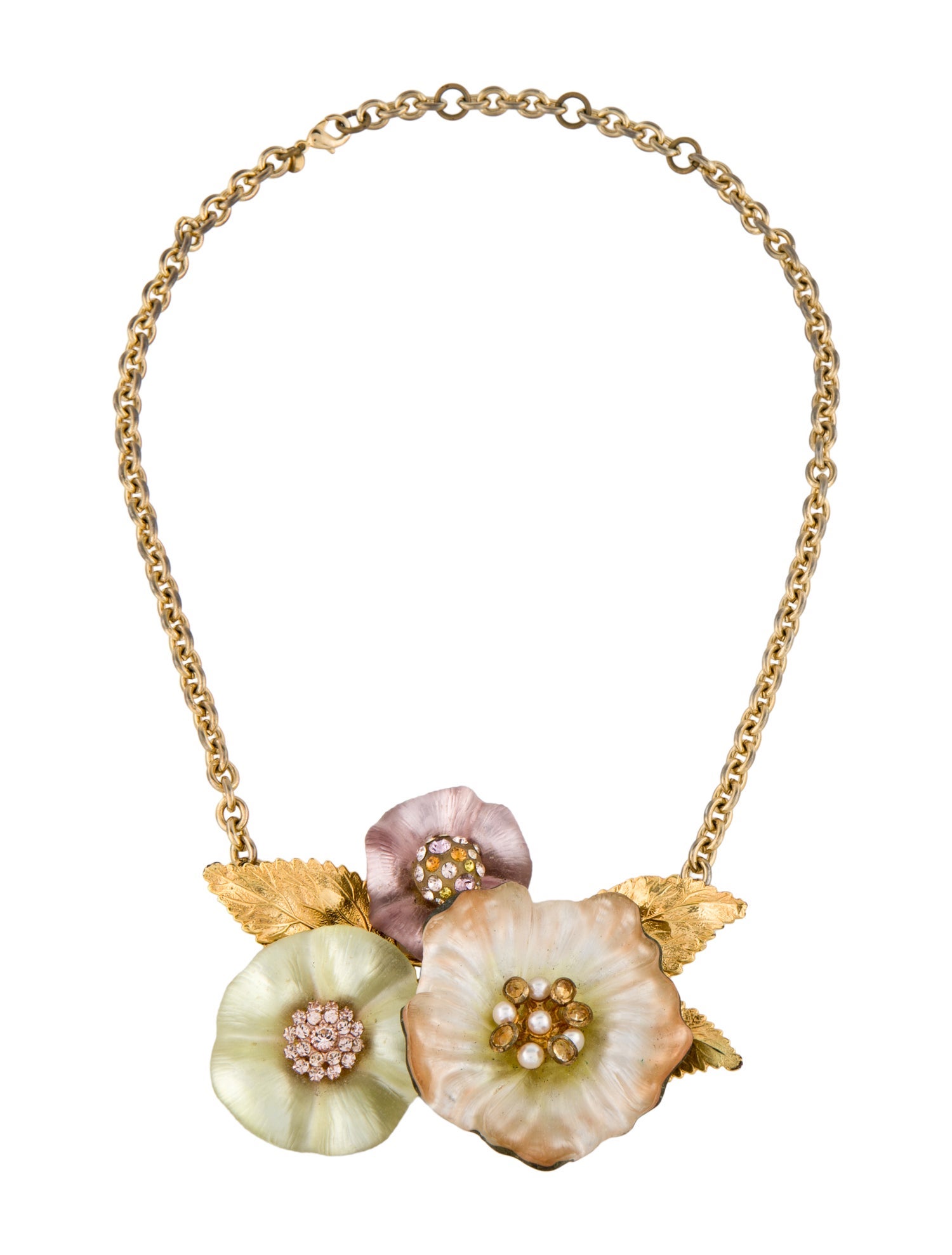 Alexis Bittar Faux Pearl, Lucite & Crystal Flower Collar Necklace