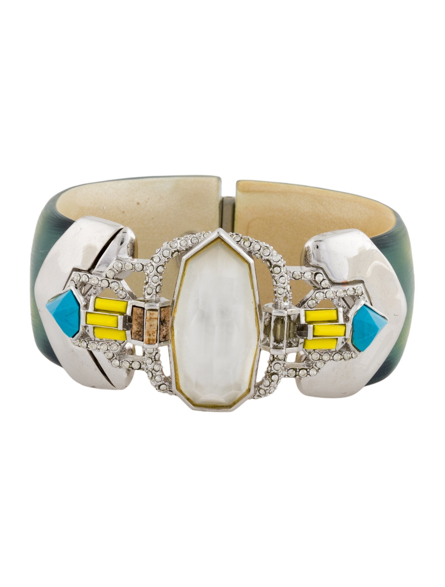 Alexis Bittar Lucite,Crystal & Multi-Stone Hinged Bangle Bracelet
