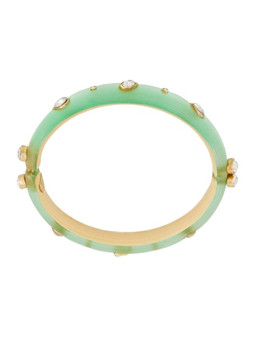 Alexis Bittar Crystal & Lucite Hinged Bangle Bracelet