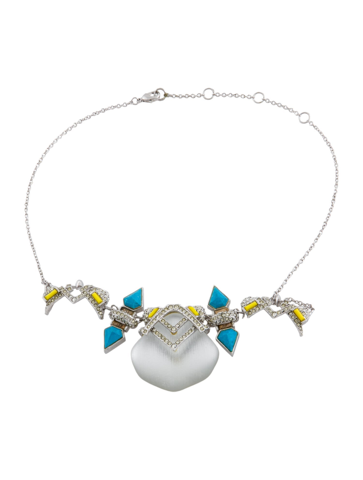 Alexis Bittar Crystal, Lucite & Stone Collar Necklace