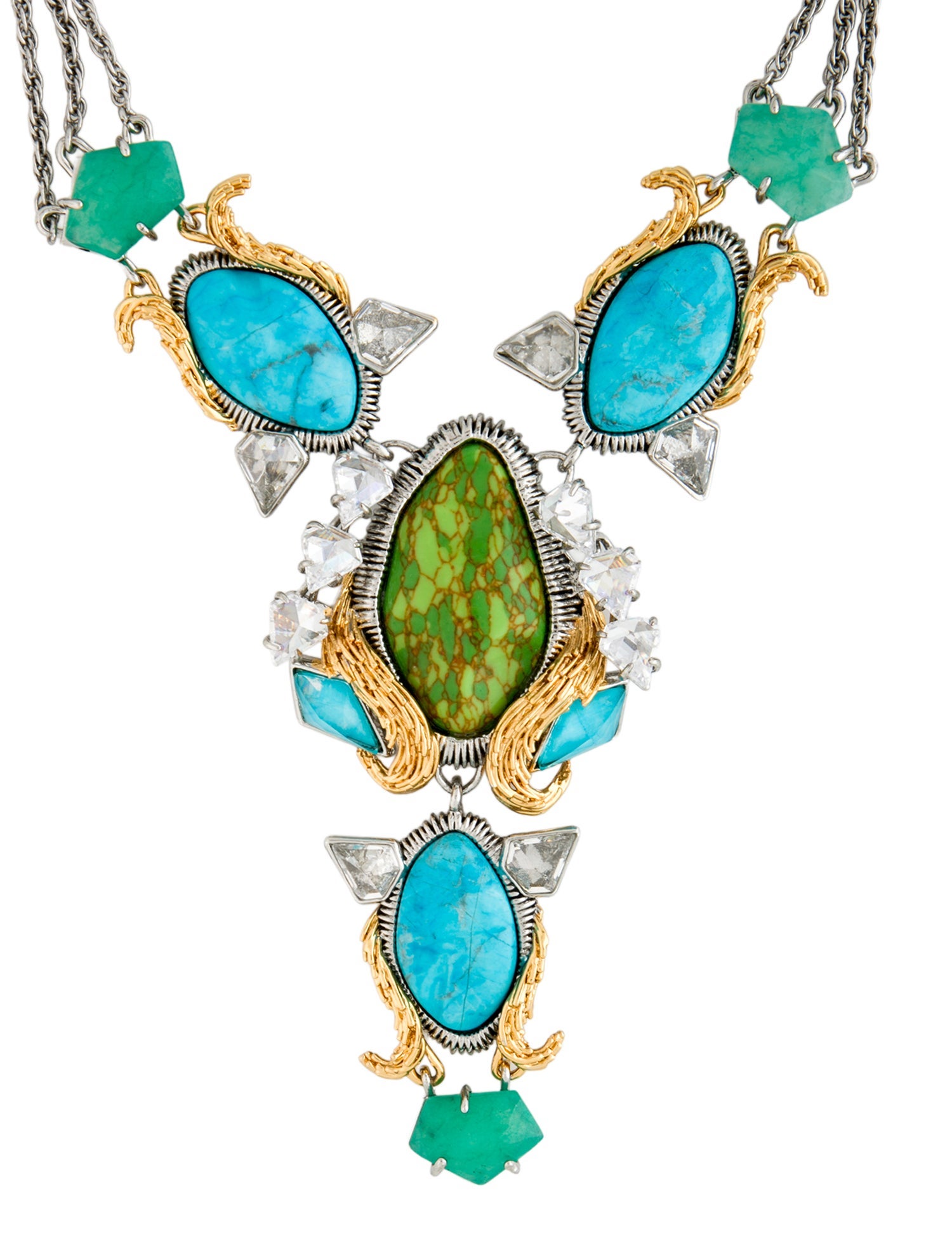 Alexis Bittar Crystal & Stone Two-Tone Collar Necklace