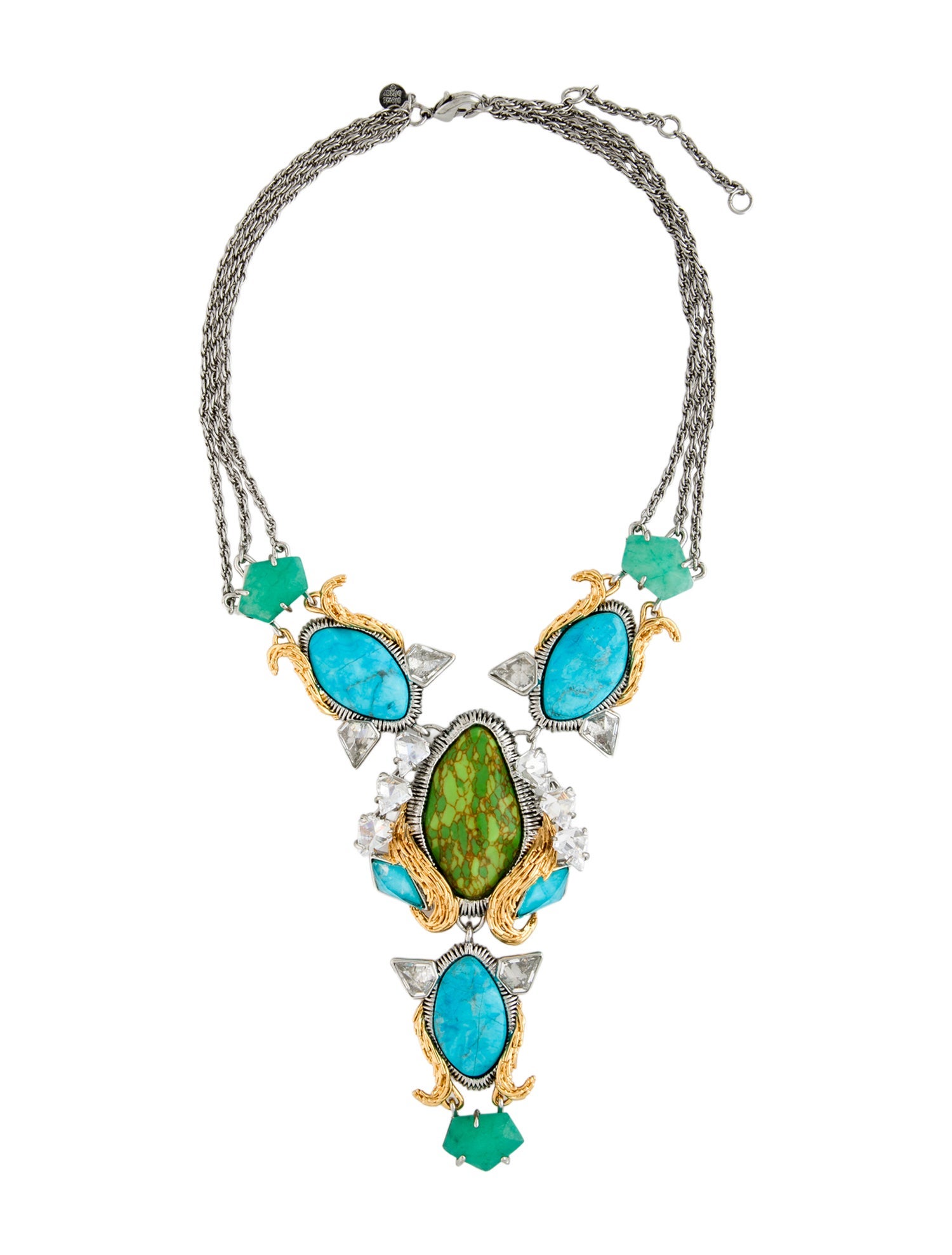 Alexis Bittar Crystal & Stone Two-Tone Collar Necklace