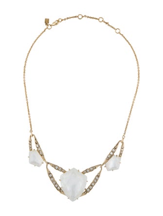 Alexis Bittar Mother of Pearl, Crystal & Lucite Collar Necklace