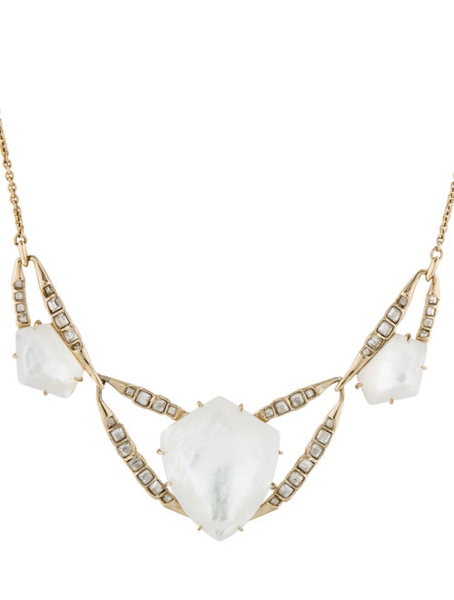 Alexis Bittar Mother of Pearl, Crystal & Lucite Collar Necklace