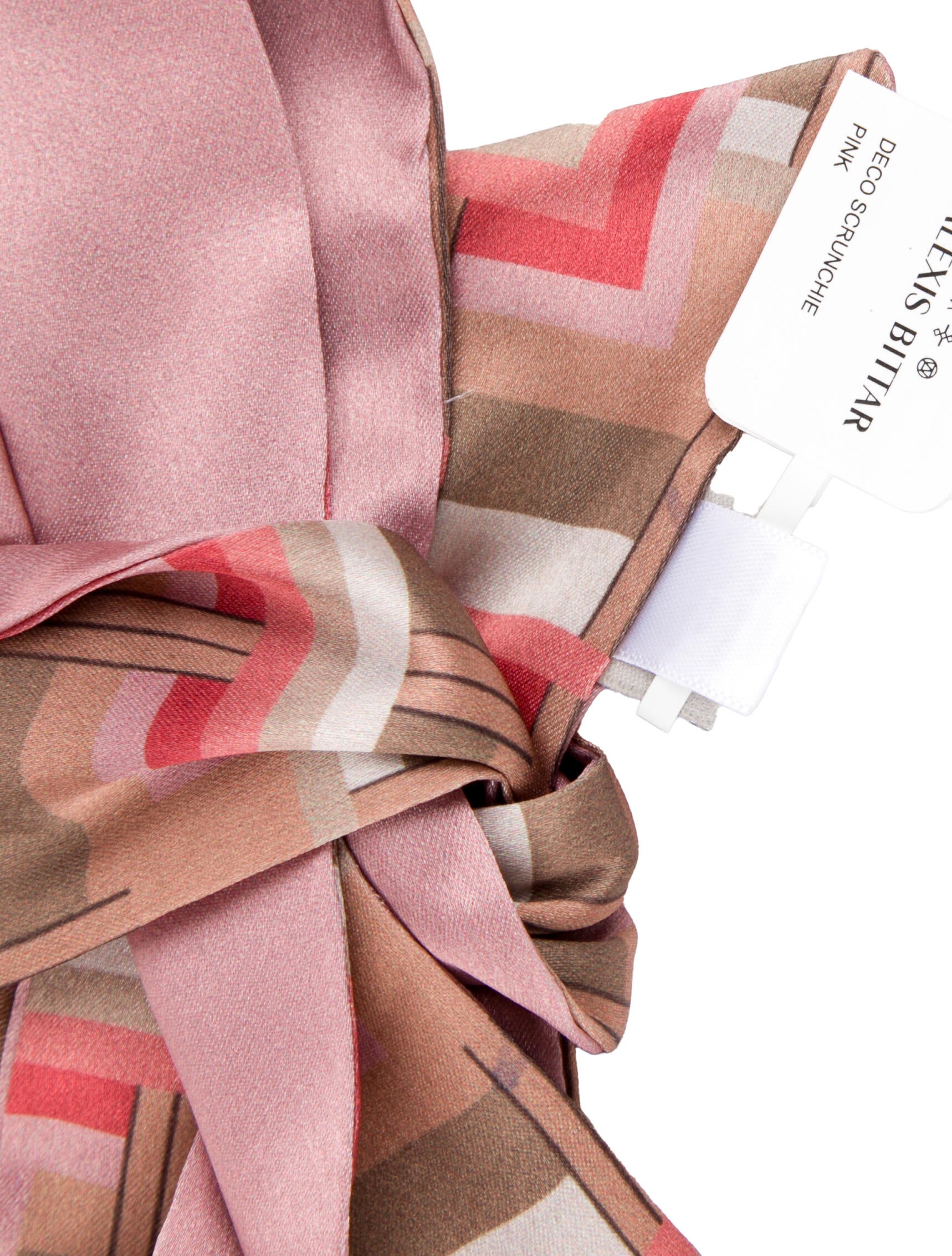 Alexis Bittar Neutral Pattern Print Scrunchie Hair Band w/ Ruffle Embellishment Throughout w/Tags