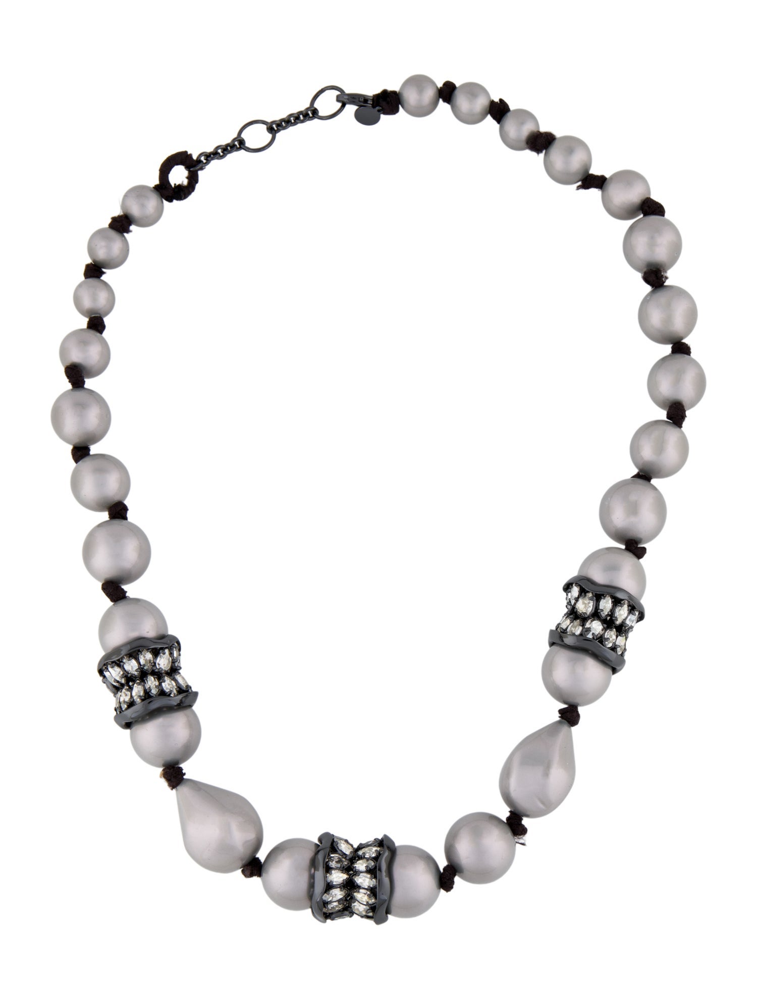 Alexis Bittar Crystal & Faux Pearl Beaded Collar Necklace