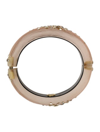 Alexis Bittar Lucite & Crystal Encrusted Hinged Bangle Bracelet
