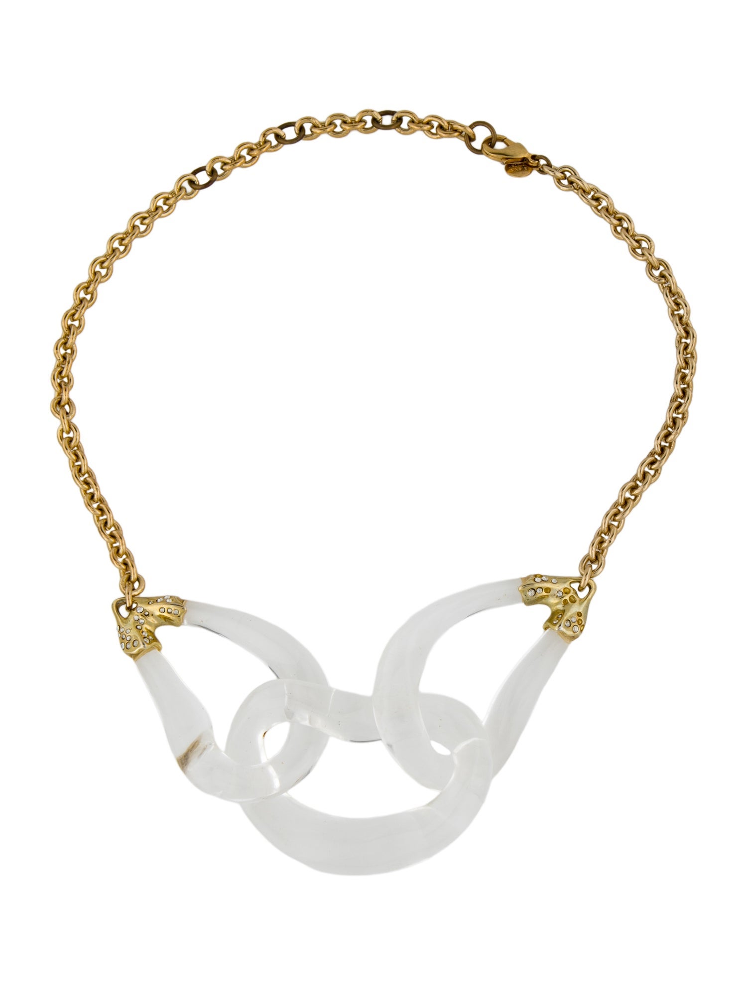 Alexis Bittar Crystal & Liquid Lucite Link Collar Necklace