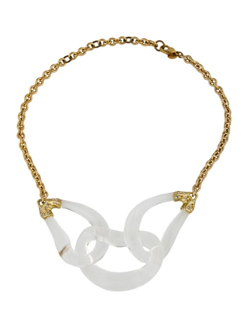 Alexis Bittar Crystal & Liquid Lucite Link Collar Necklace