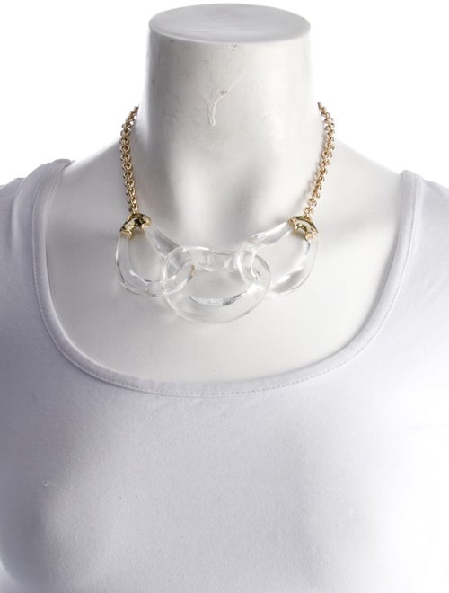 Alexis Bittar Crystal & Liquid Lucite Link Collar Necklace