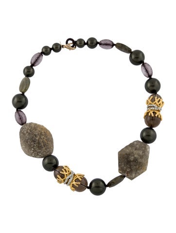 Pre-owned Alexis Bittar Faux Pearl, Crystal & Multistone Collar Necklace, 20.5"