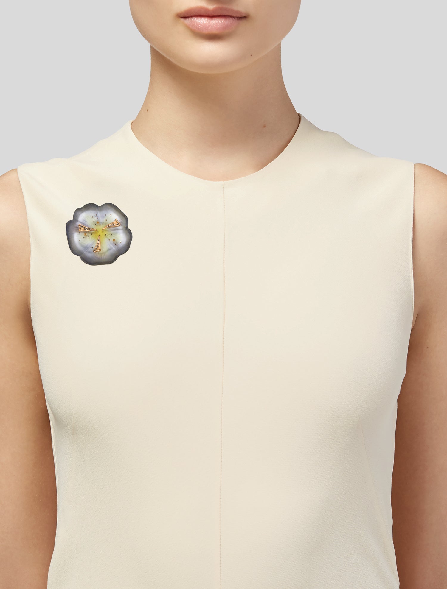 Alexis Bittar Crystal & Lucite Flower Brooch