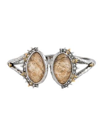 Alexis Bittar Jasper Doublet & Crystal Hinge Cuff Bracelet