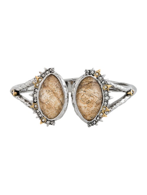 Alexis Bittar Jasper Doublet & Crystal Hinge Cuff Bracelet