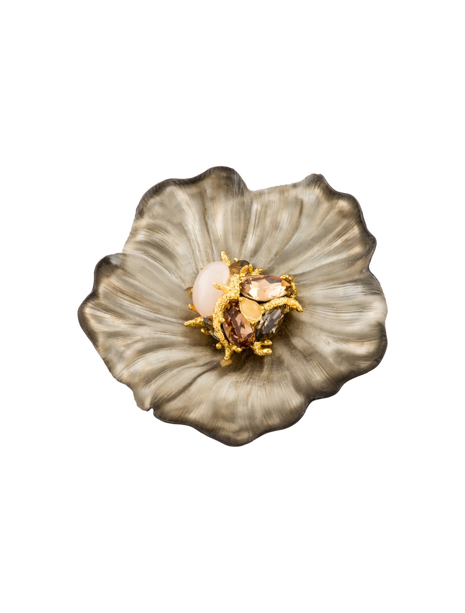 Alexis Bittar Crystal, Stone & Lucite Floral Brooch Pin