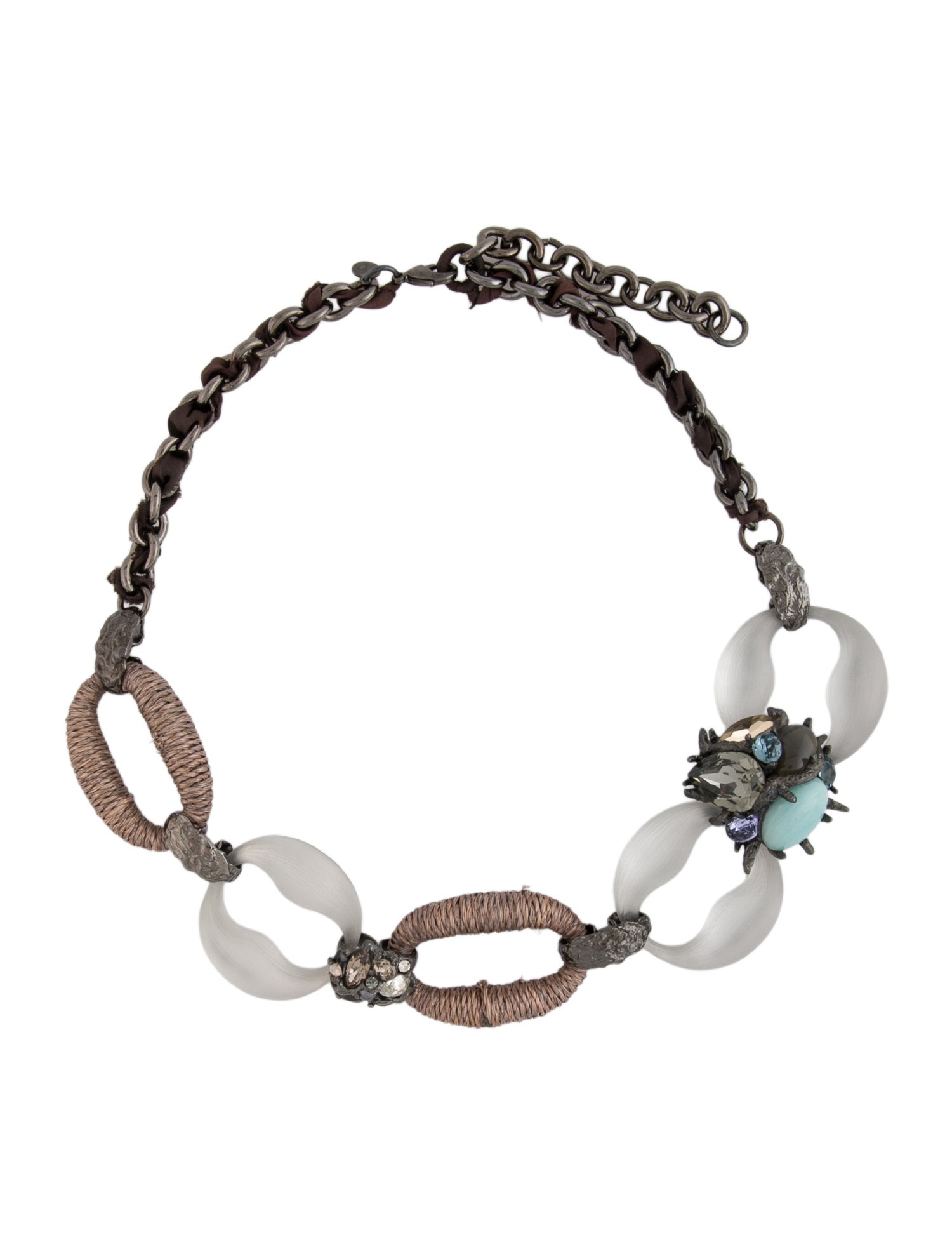 Alexis Bittar Wicker, Lucite, Stone & Crystal Collar Necklace