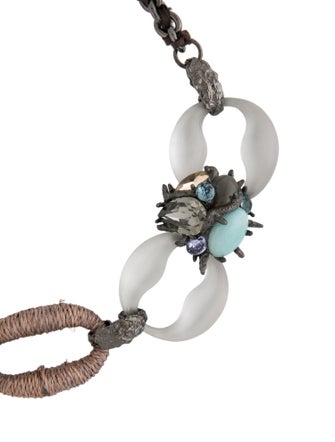 Alexis Bittar Wicker, Lucite, Stone & Crystal Collar Necklace