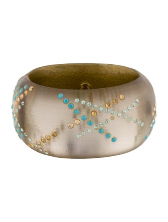 Alexis Bittar Lucite & Crystal Hinged Bangle Bracelet