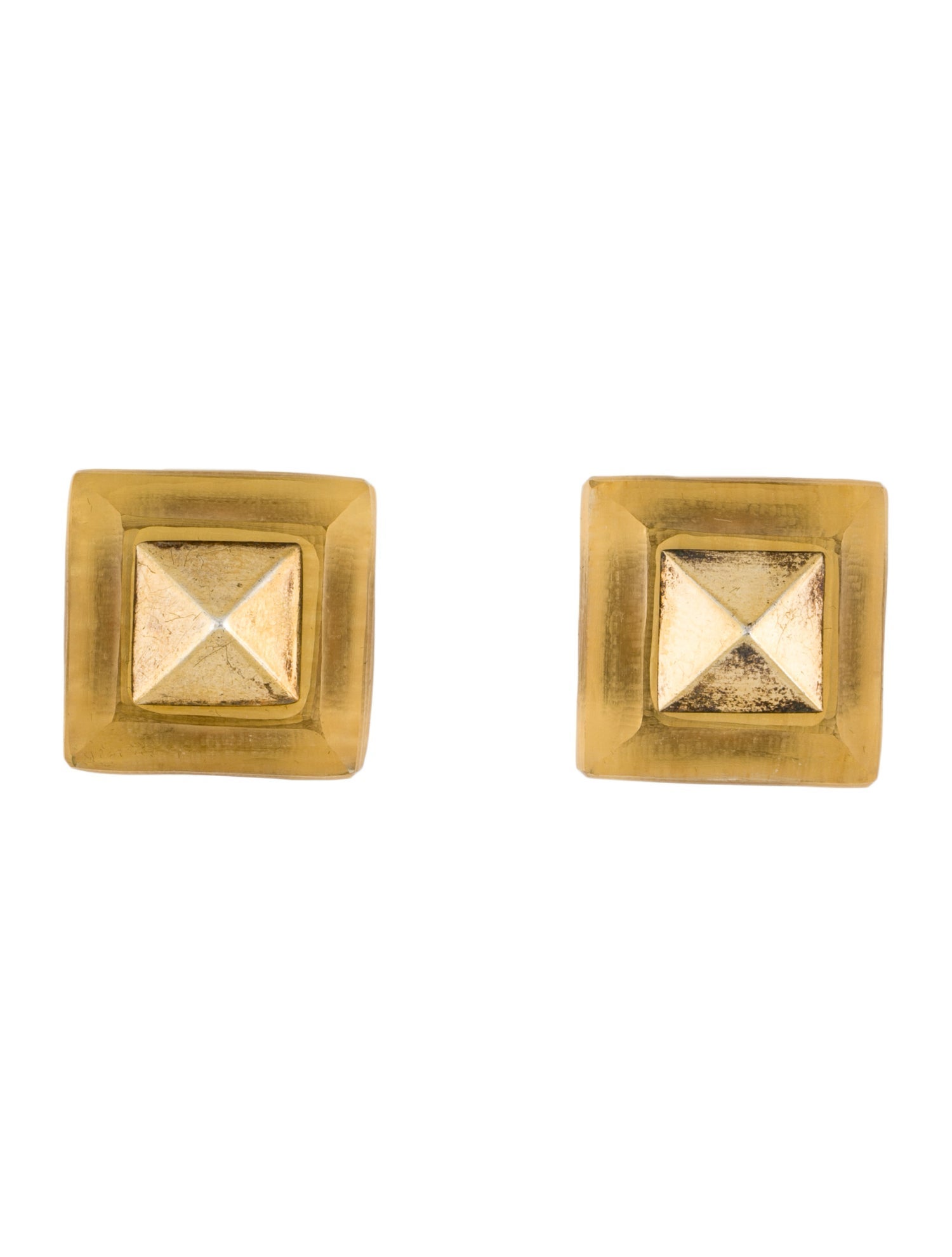 Alexis Bittar Vintage Lucite Square Stud Clip-On Earrings