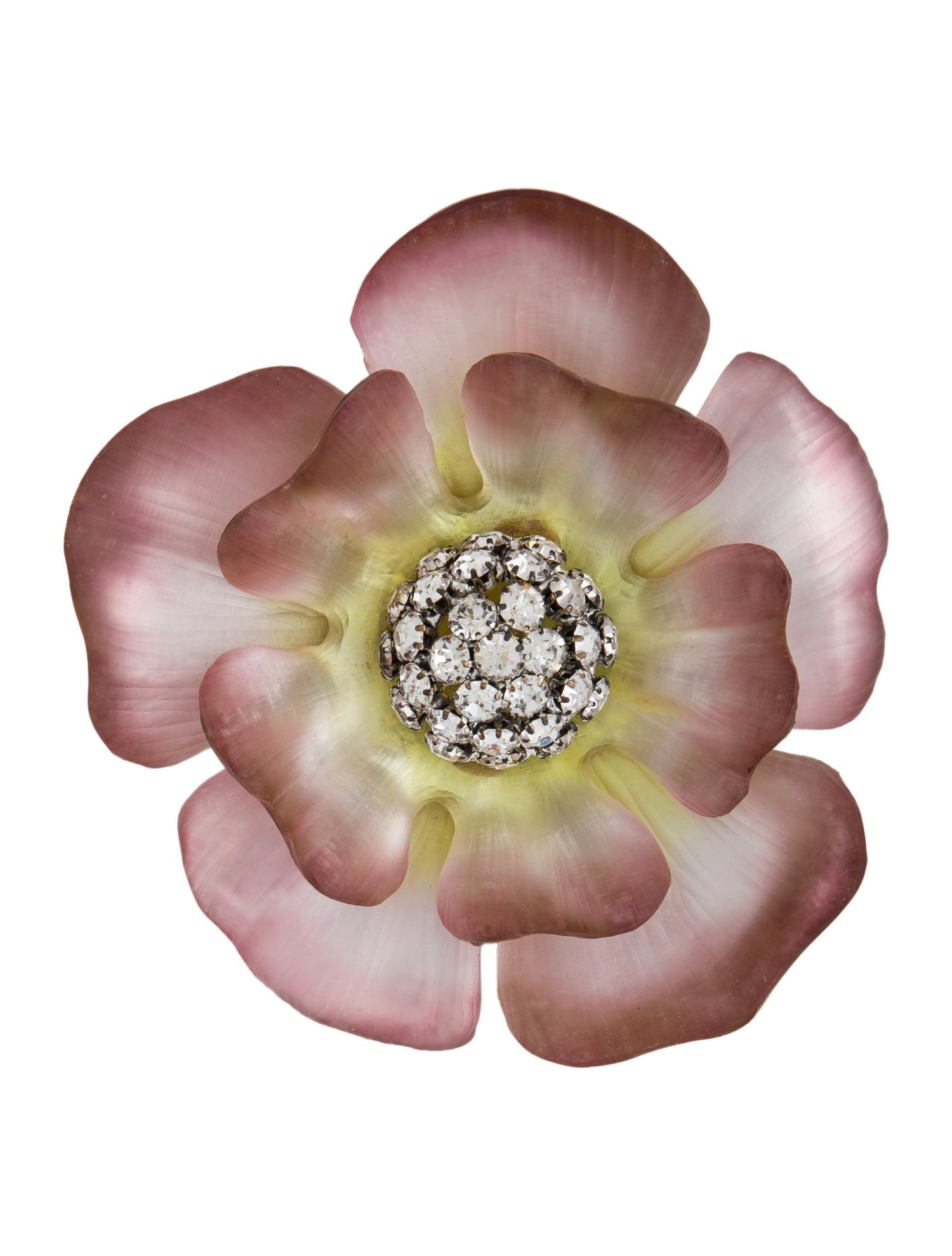 Alexis Bittar Lucite & Crystal Flower Brooch Pin