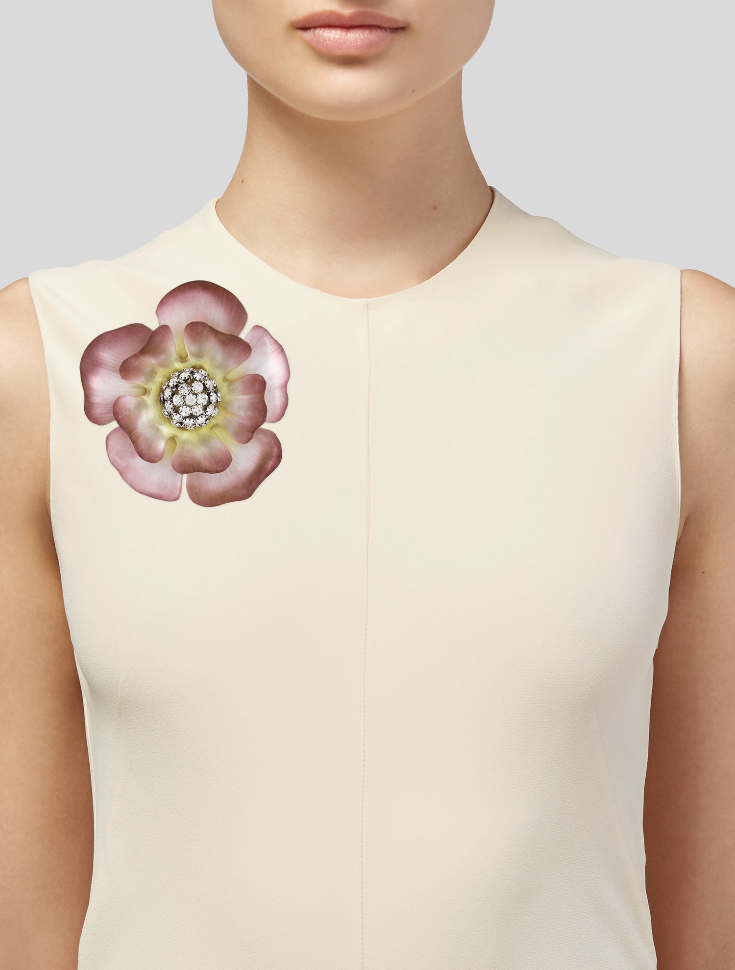 Alexis Bittar Lucite & Crystal Flower Brooch Pin