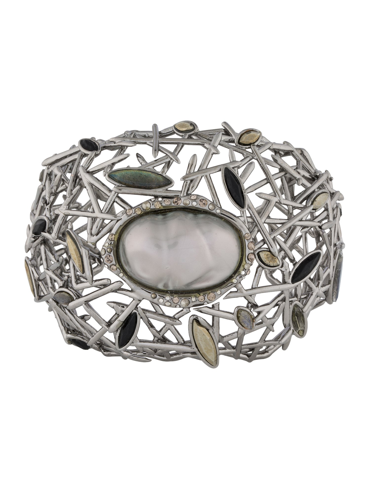 Alexis Bittar Crystal & Faux Pearl Cuff Bracelet
