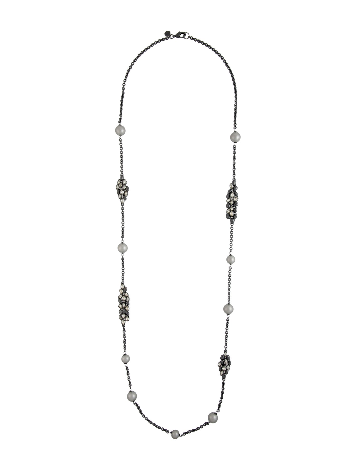 Alexis Bittar Faux Pearl & Crystal Station Necklace
