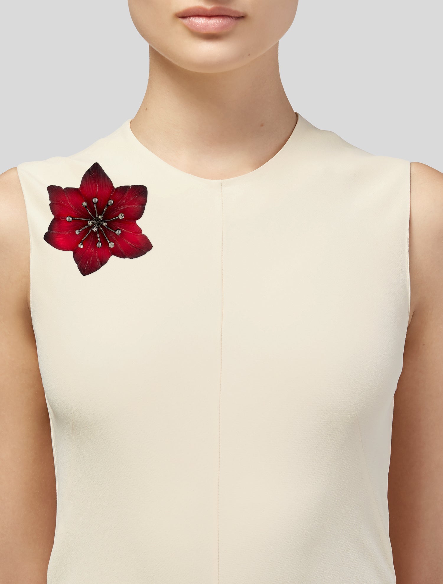 Alexis Bittar Lucite & Crystal Flower Pin Brooch