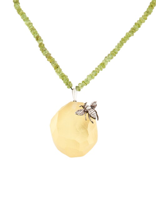 Alexis Bittar Peridot & Lucite Bee Pendant Necklace