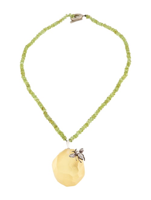 Alexis Bittar Peridot & Lucite Bee Pendant Necklace