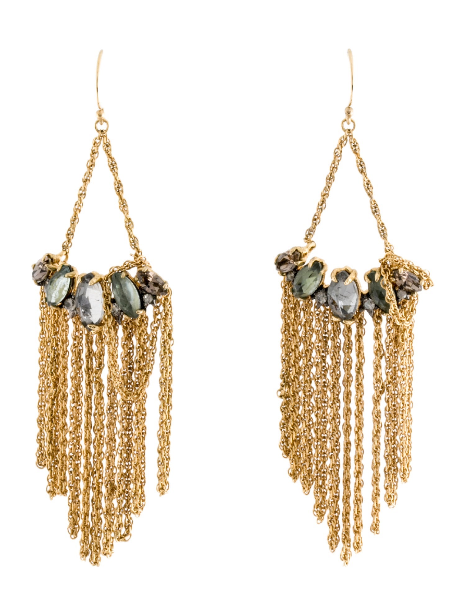 Alexis Bittar Crystal Doublet Chain Tassel Drop Earrings