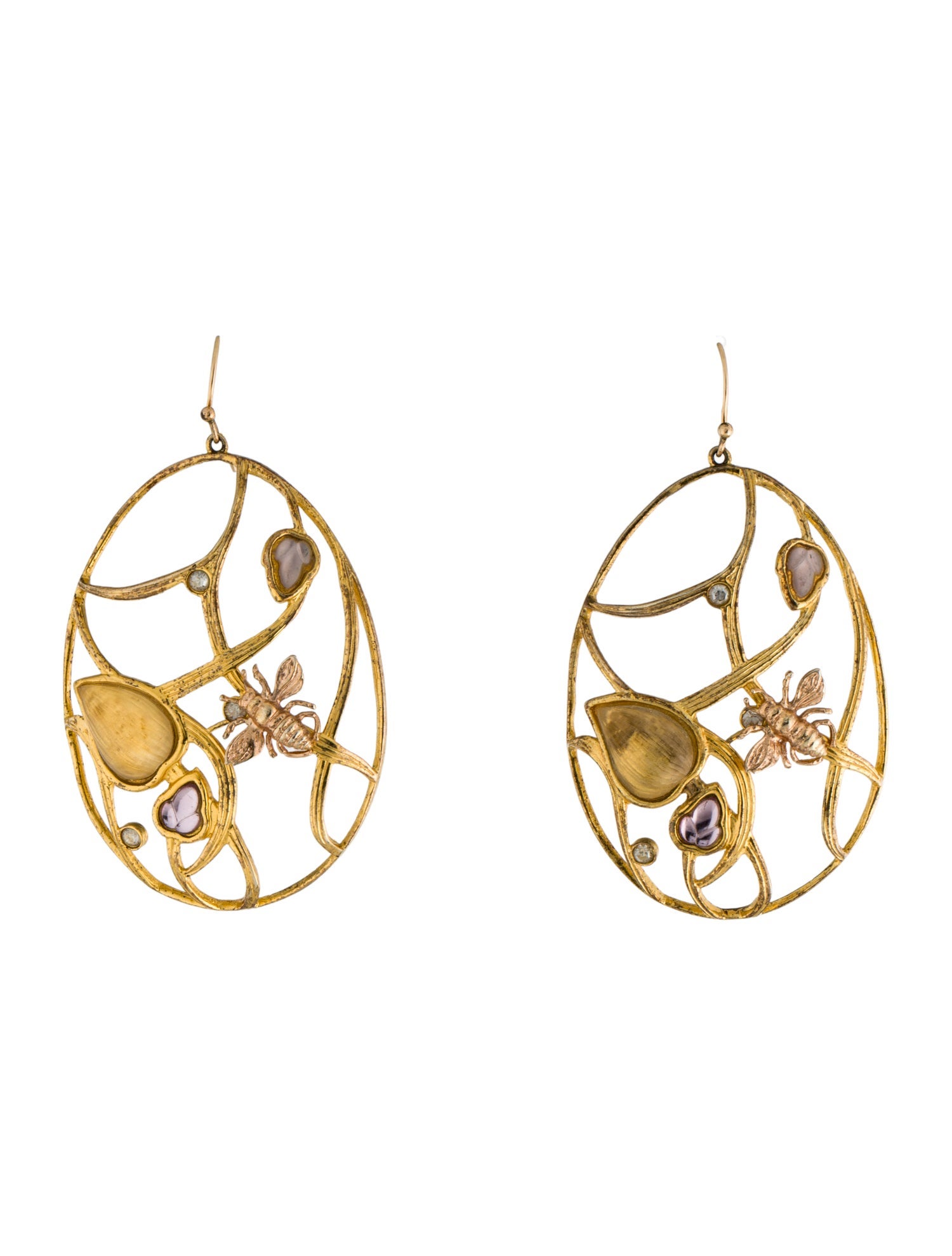 Alexis Bittar Crystal & Lucite Bee Drop Earrings