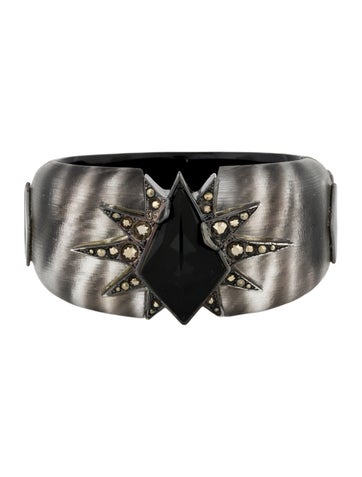 Alexis Bittar Cuff Lucite & Crystal Hinge Bangle Bracelet