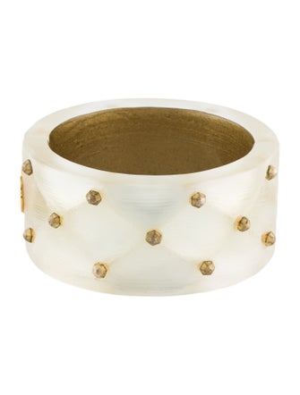 Alexis Bittar Lucite Studded Quilted Hinged Bangle Bracelet